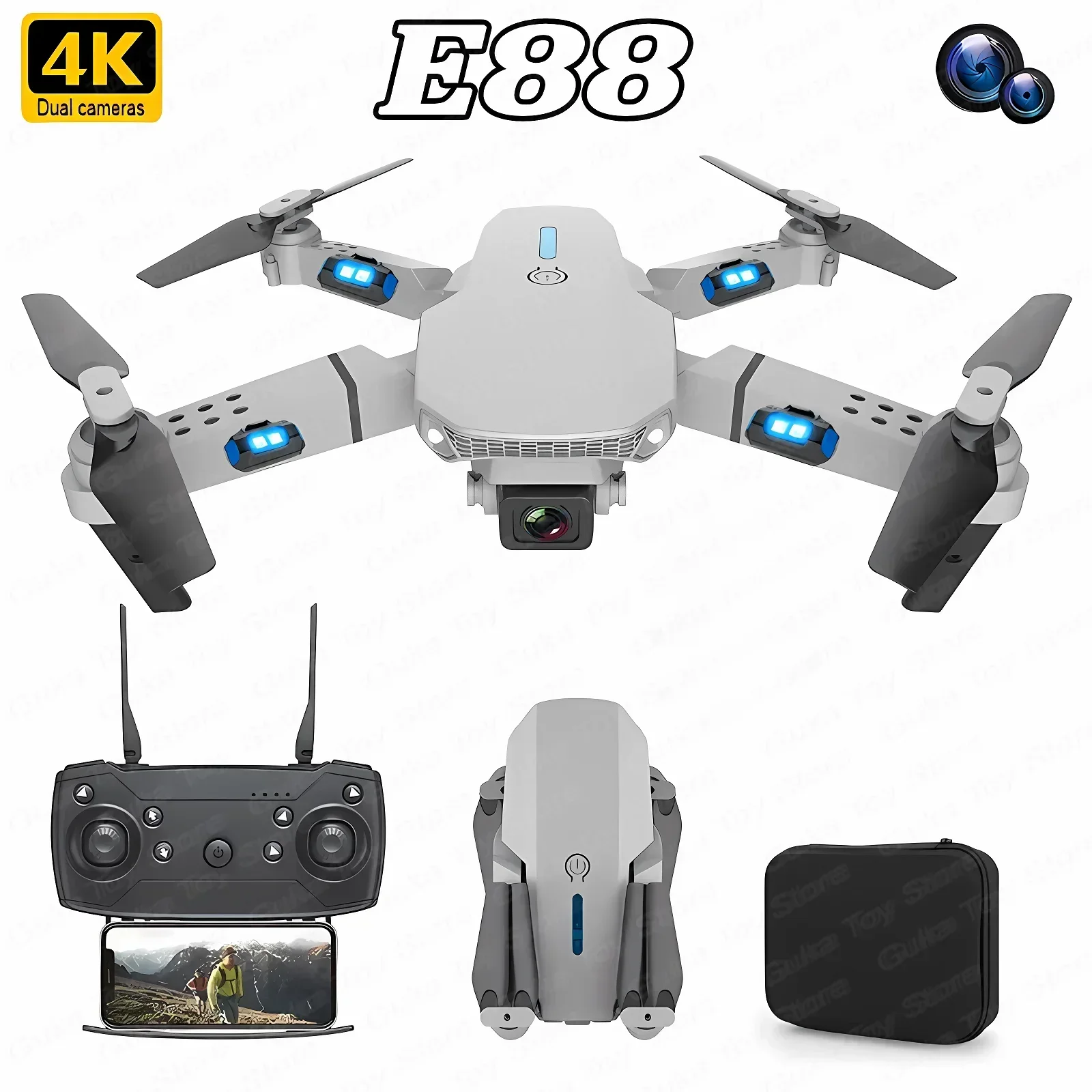 E88 Pro WIFI FPV Drone Wide An - Drone App Rc Fpv ulasan dan harga
